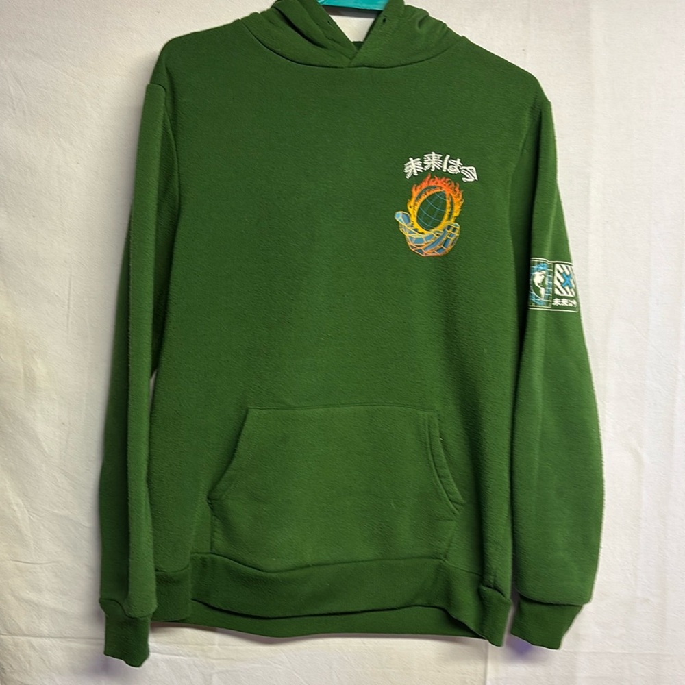 Riot Empire Men’s Green Embroidered/Printed Hoodie Size Small